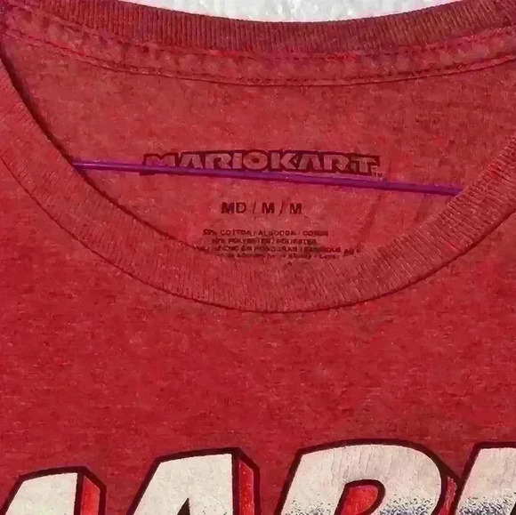 Mario Kart Mario Bros. red men's medium t-shirt front logo Mario since 92 - Picture 3 of 6
